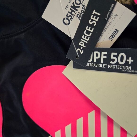 Navy and Pink Striped Heart Swimsuit Set - Picture 2 of 5